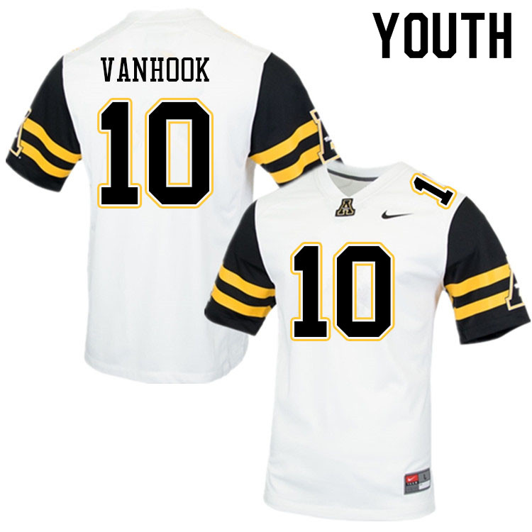 Youth #10 DJ VanHook Appalachian State Mountaineers College Football Jerseys Sale-White